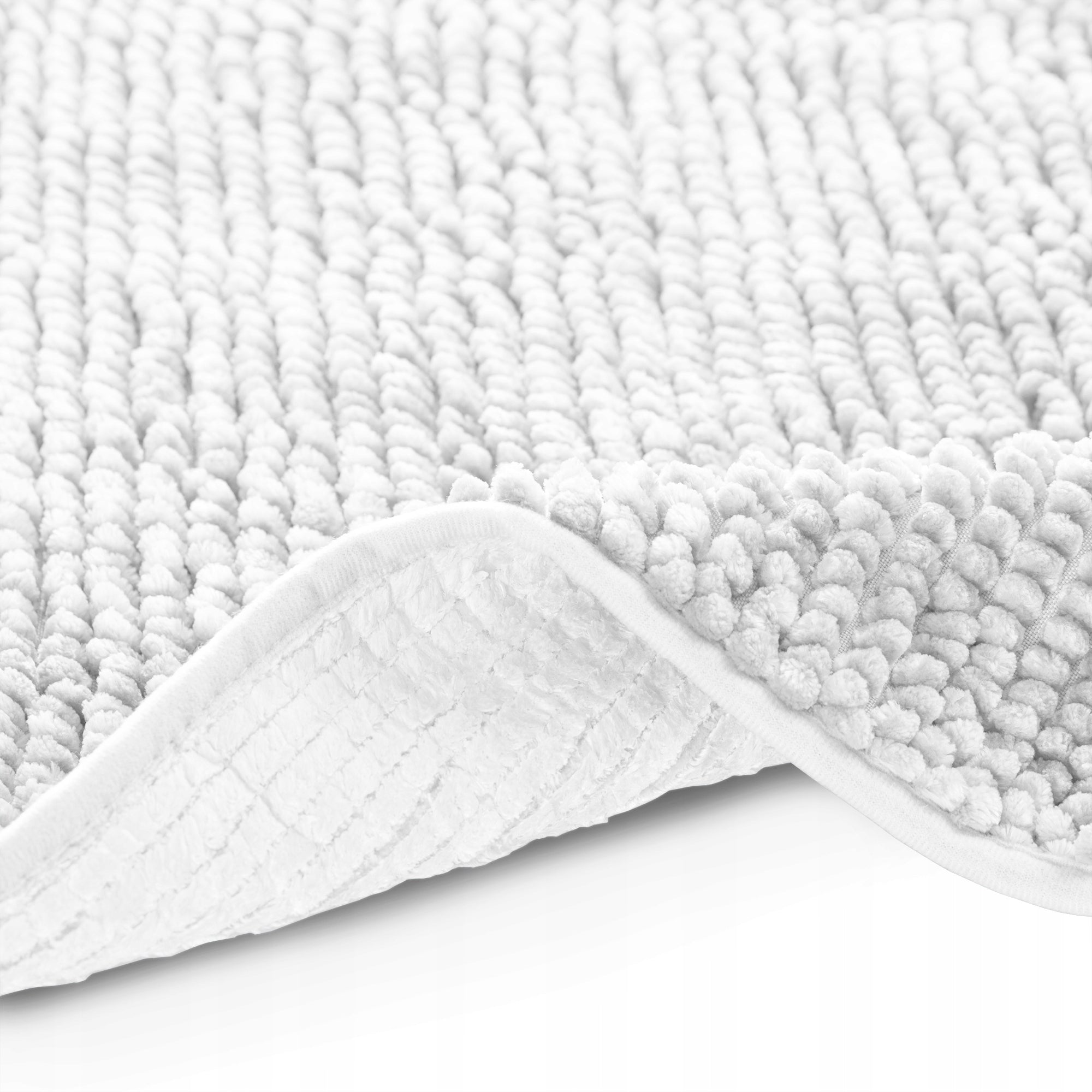RESTILO Bathroom Rug Non-Slip Chenille Shaggy 70X120 White Length 120 cm
