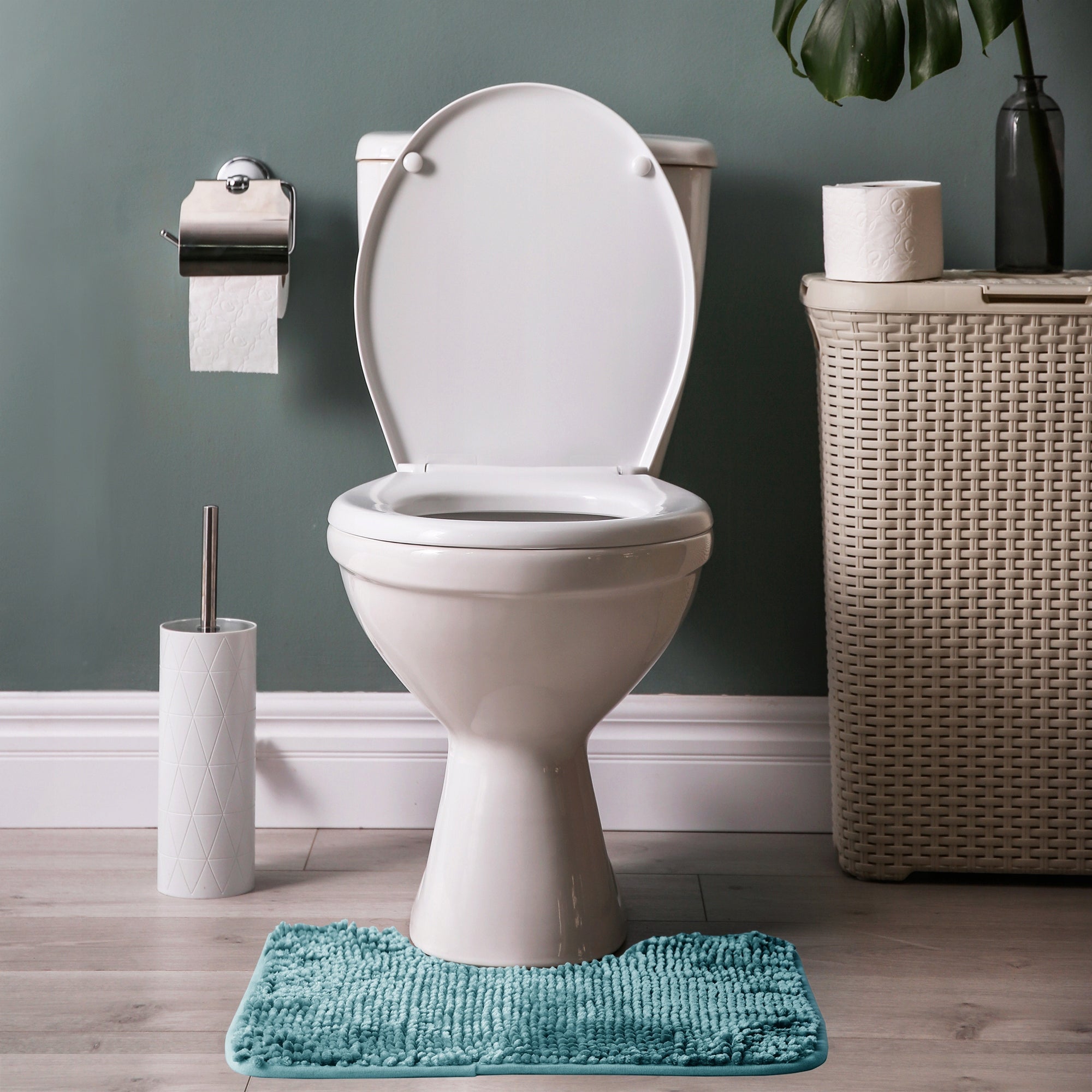 RESTILO Bathroom Rug Non-slip Shaggy Set 50X80+40X51 Turquoise Length 80 cm