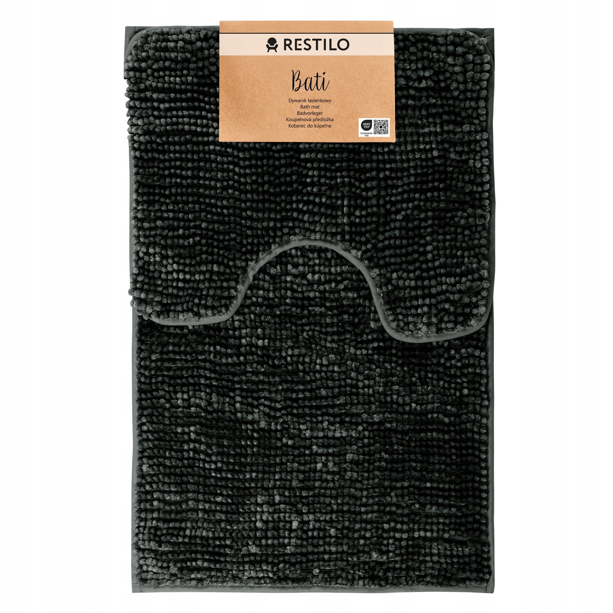 RESTILO Bathroom Rug Non-slip shaggy set 50X80+40X51 Grey