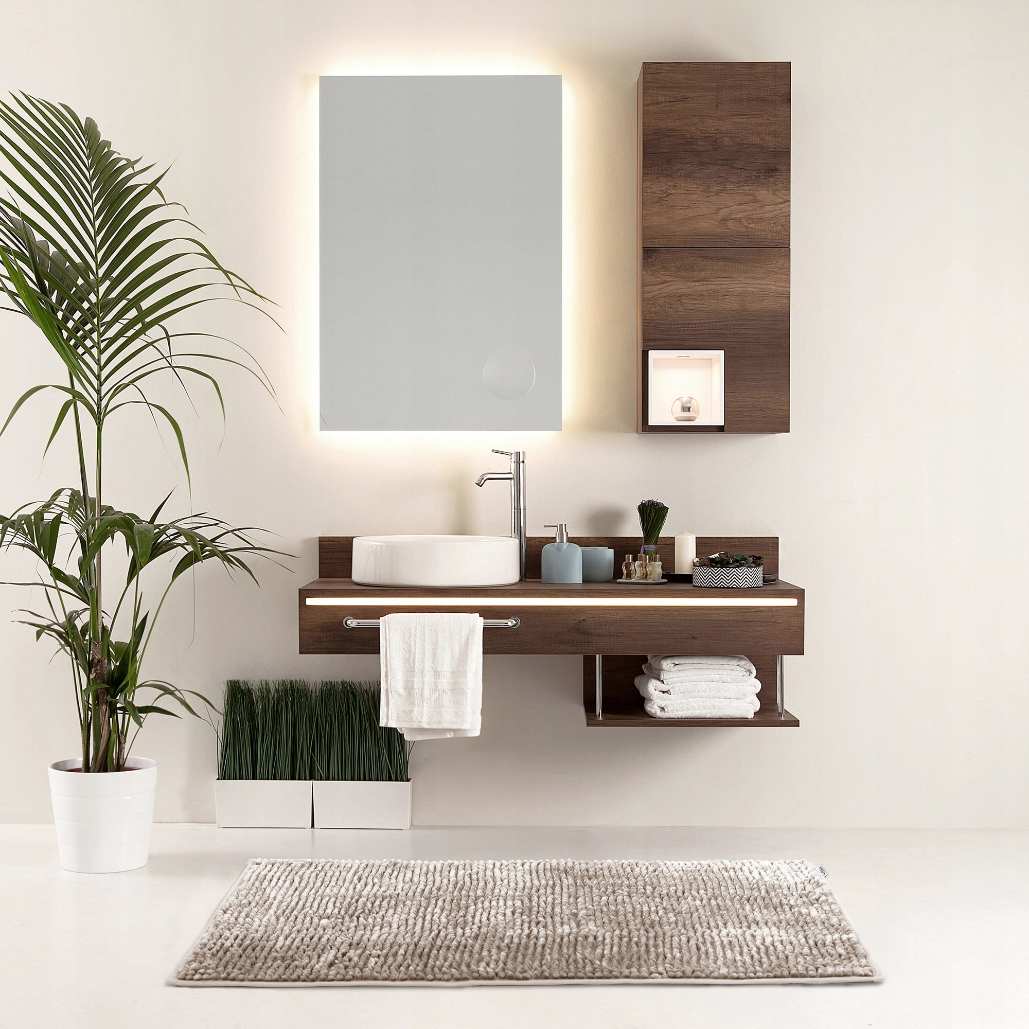 RESTILO Bathroom mats non-slip chenille shaggy 60X90 Cappuccino Product width 60 cm
