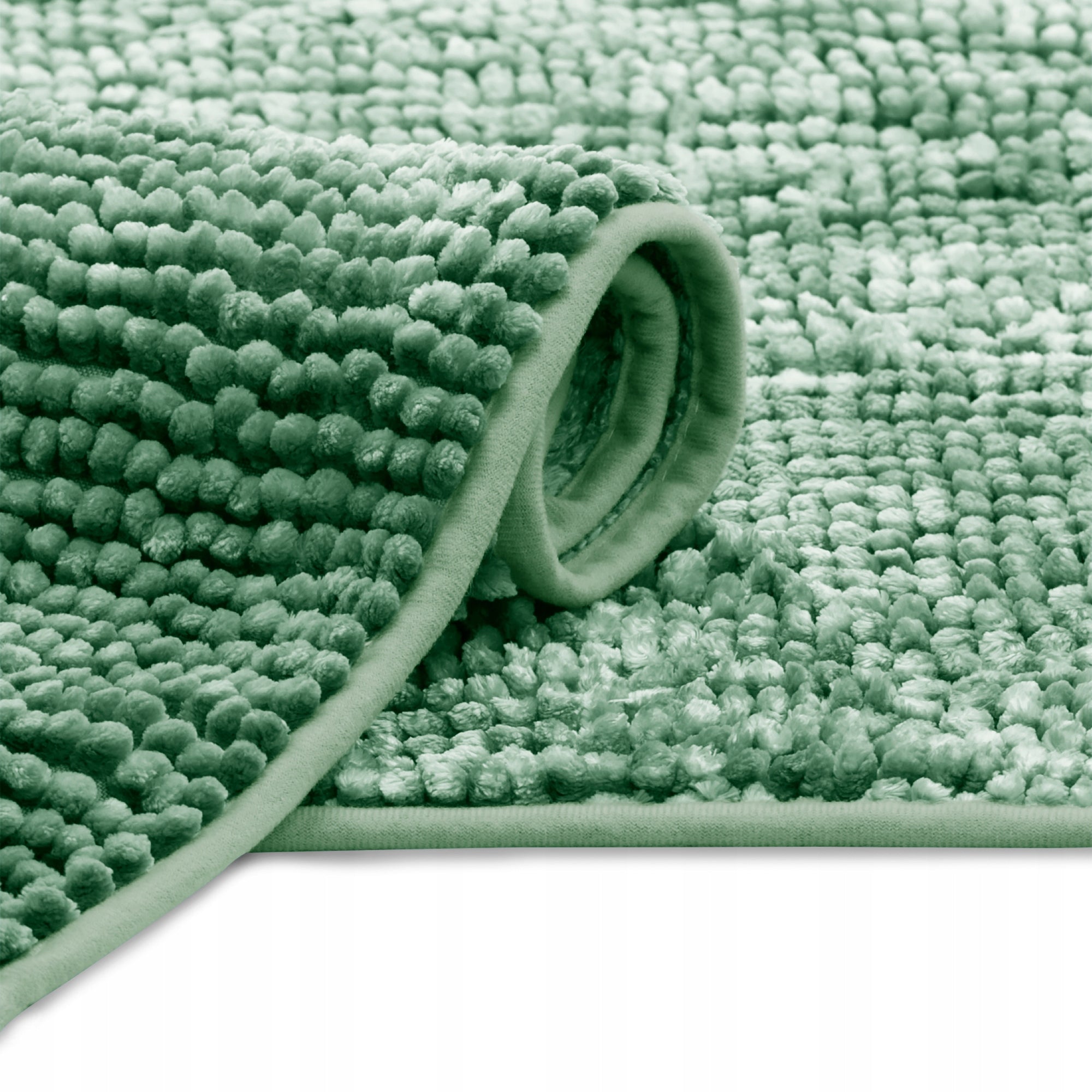 RESTILO Bathroom rug non-slip shaggy set 50X80+40X52 Green Length 80 cm