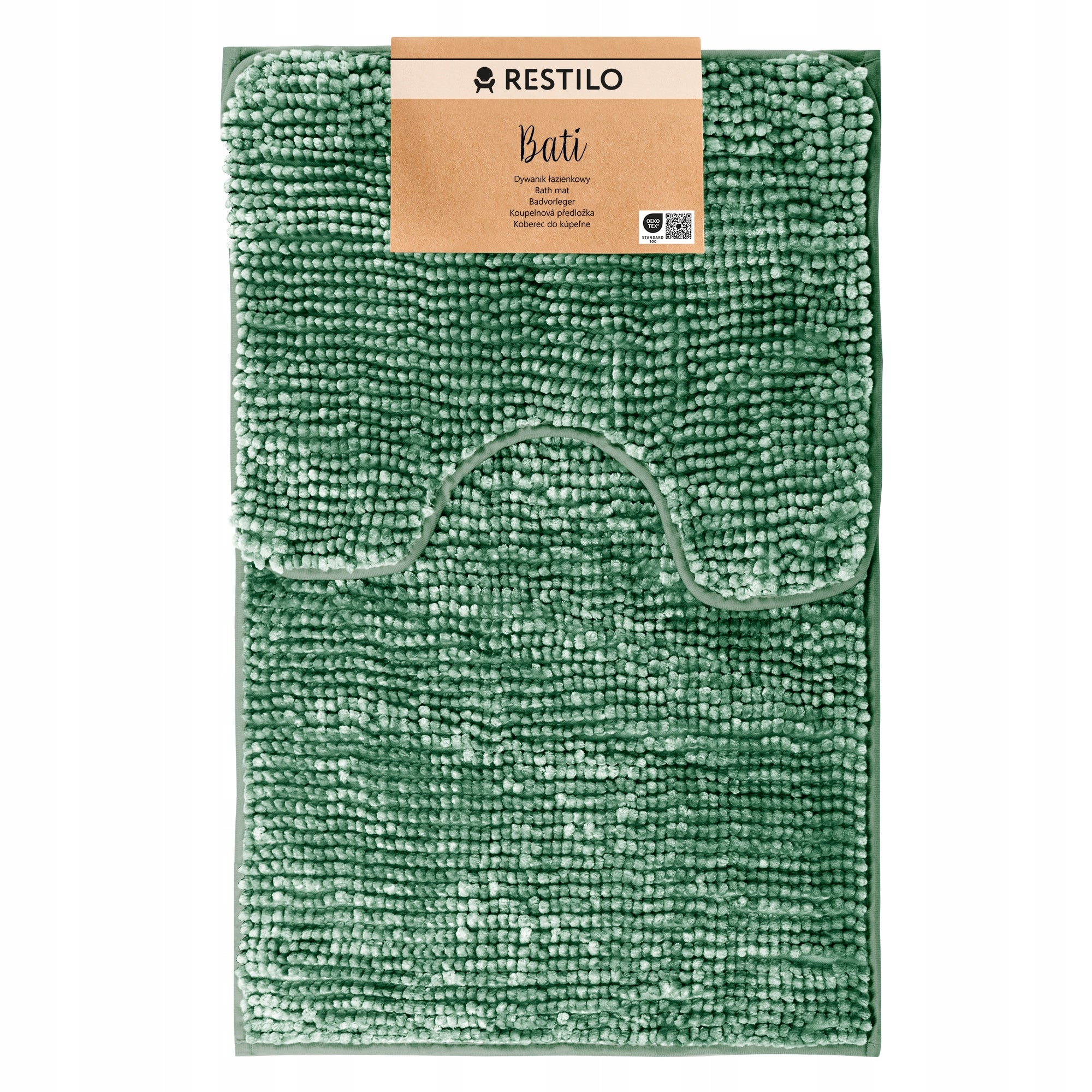 RESTILO Bathroom rug non-slip shaggy set 50X80+40X52 Green