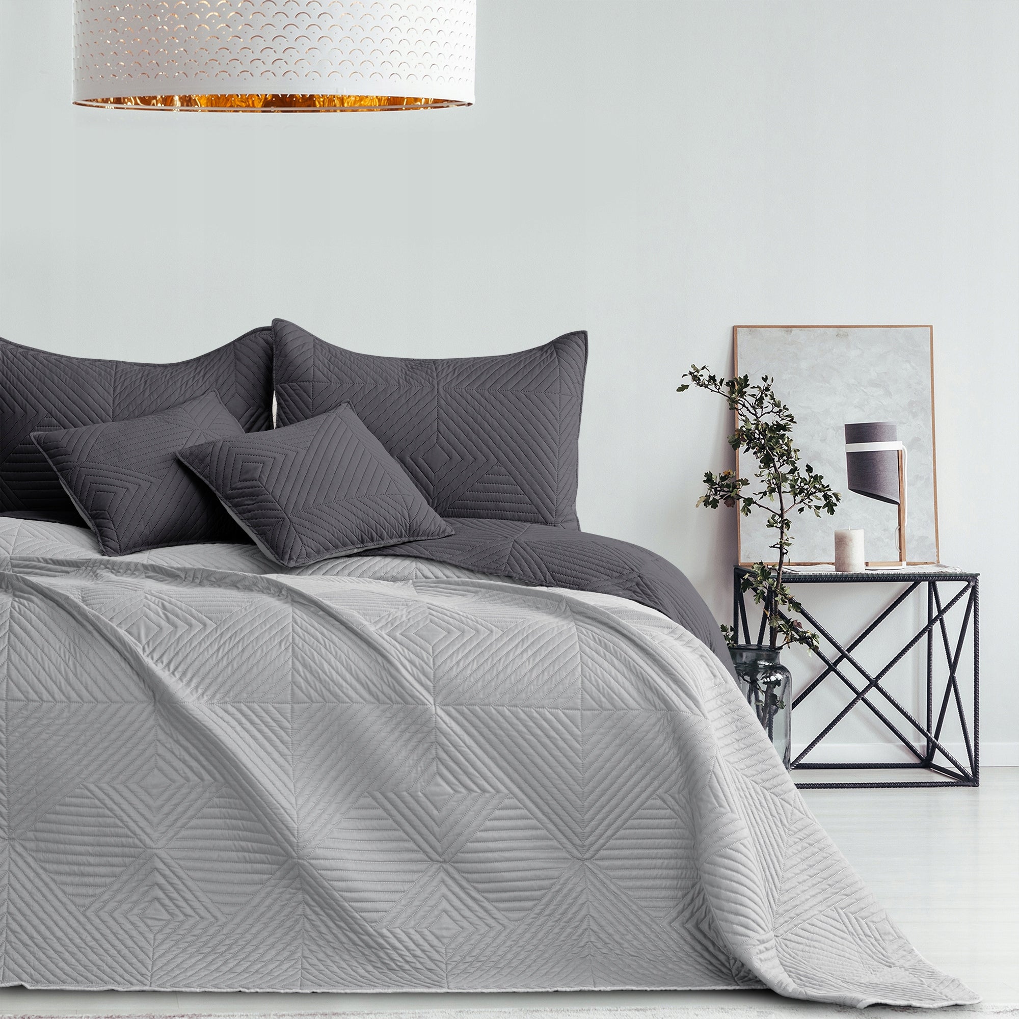 RESTILO Bedspread sofa bed quilted 200x220 Steel Grey Brand Restilo