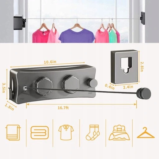 RETRACTABLE DRYING CORD LAUNDRY CORD INDOOR DRYING CORD 5.1m EAN (GTIN) 887484670376