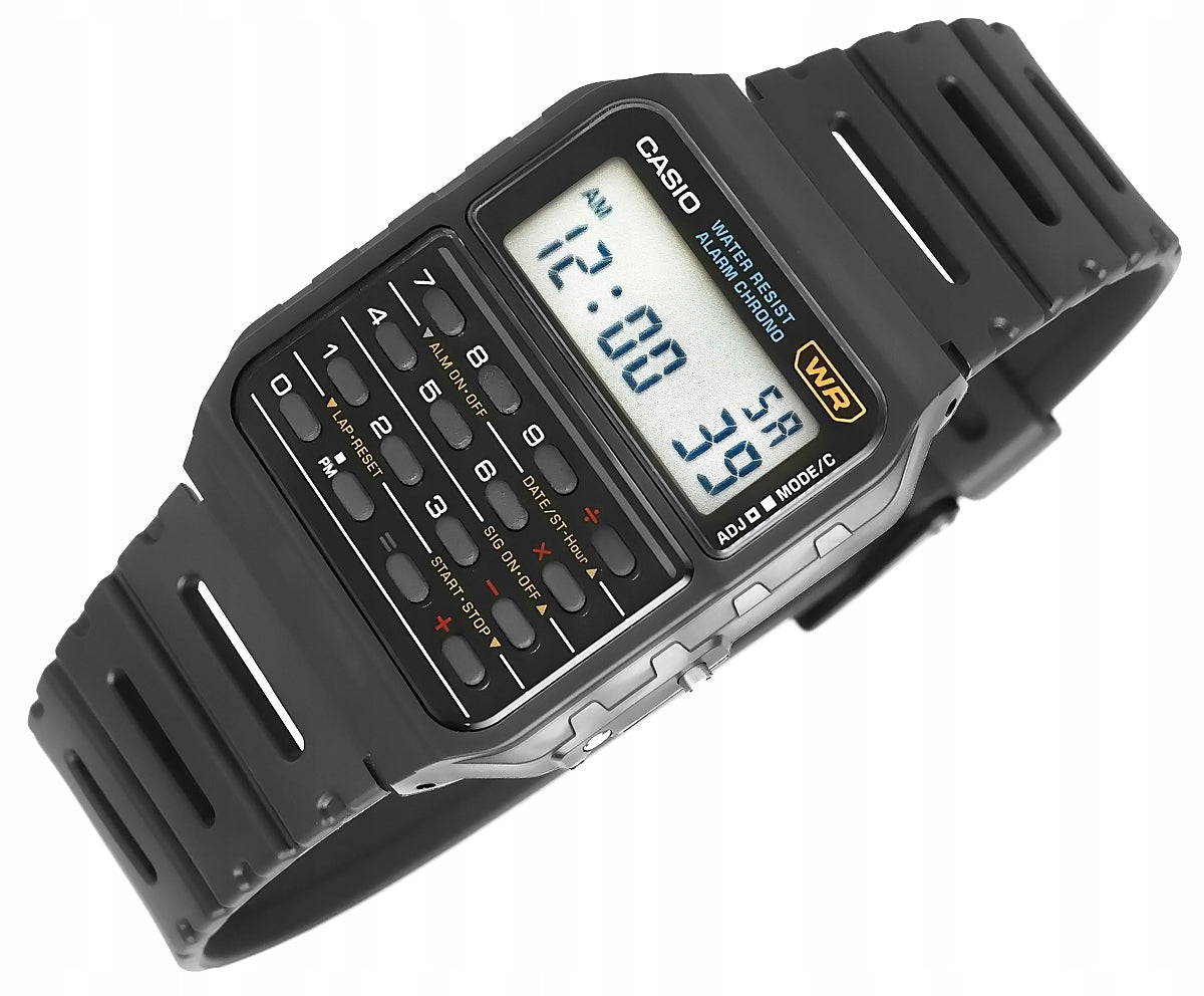 RETRO BLACK MEN'S WATCH CASIO CALLULATOR VINTAGE WATERPROOF STRAP Packaging status original