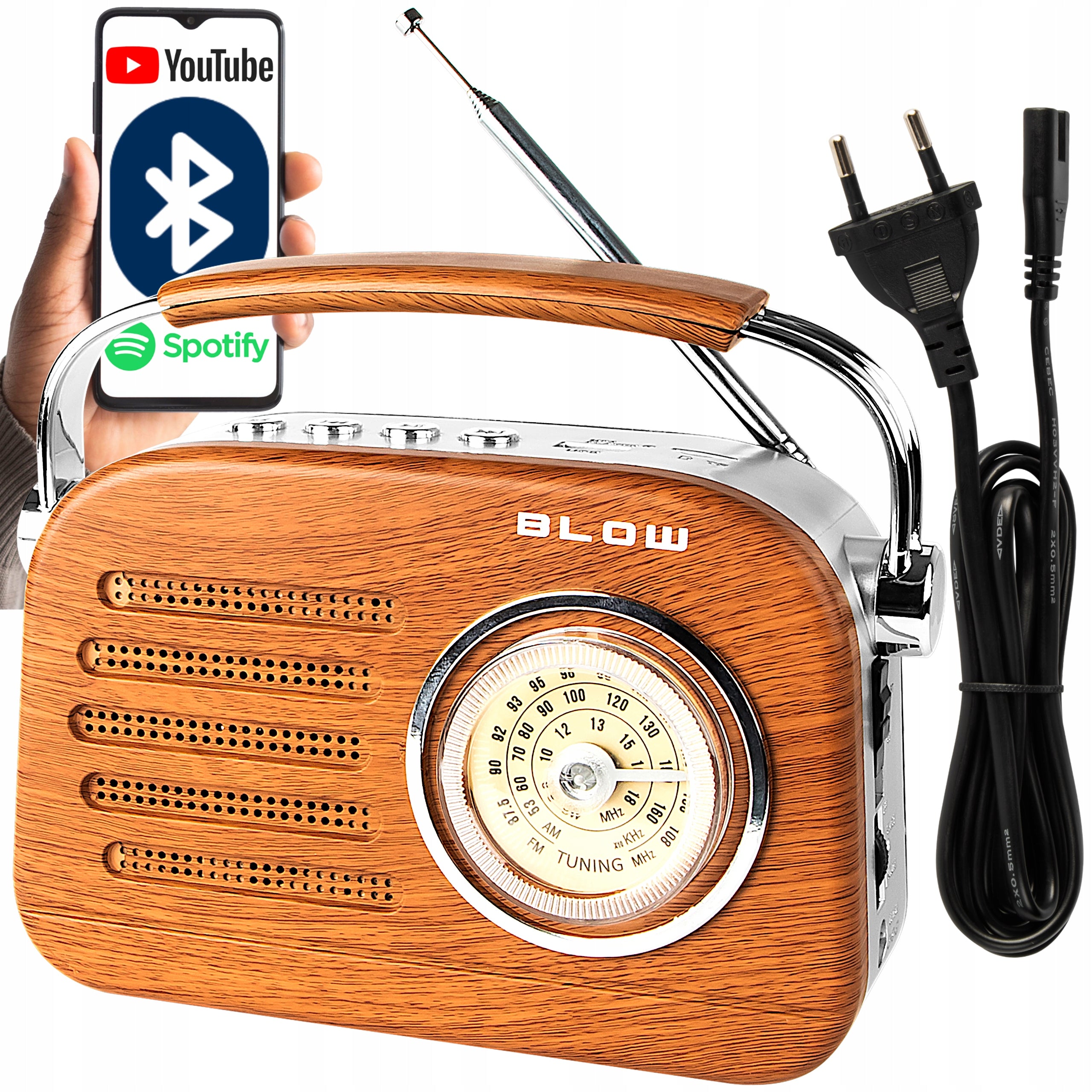 RETRO KITCHEN RADIO PORTABLE BLUETOOTH FM BATTERY OPERATED R20 NETWORK ANTENNA