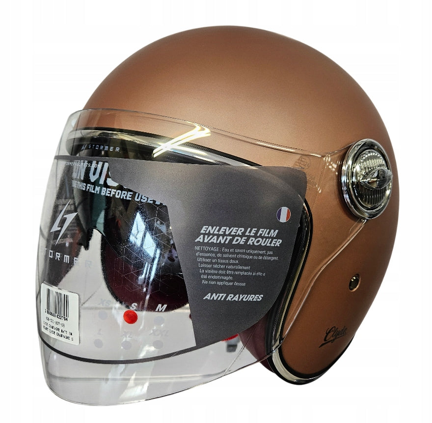 RETRO OPEN HELMET WITH BLEND STORMER CLYDE ROSE GOLD MAT Size M