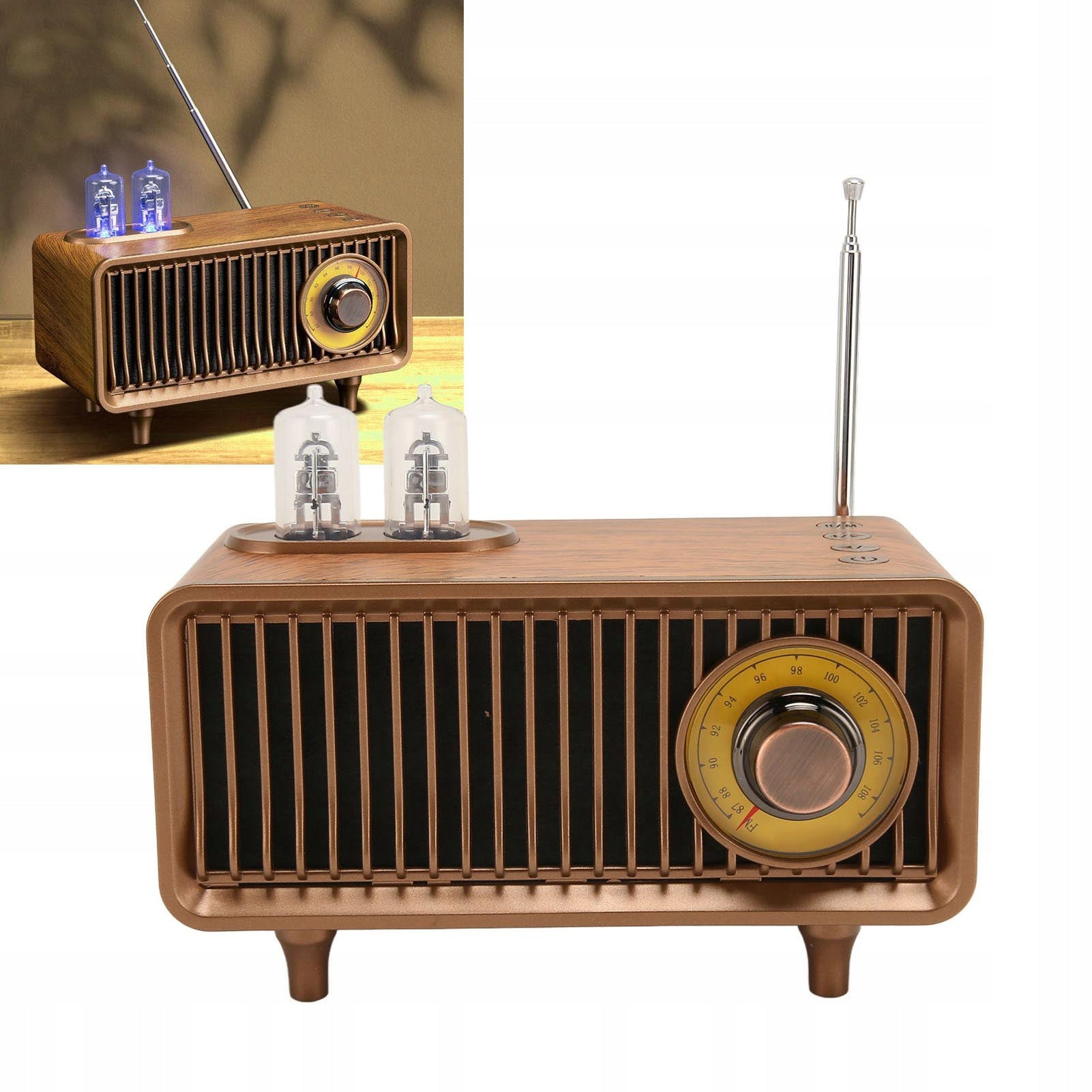 RETRO RADIO BLUETOOTH SPEAKER FM STEREO SOUND KITCHEN WOODEN Batteries included yes