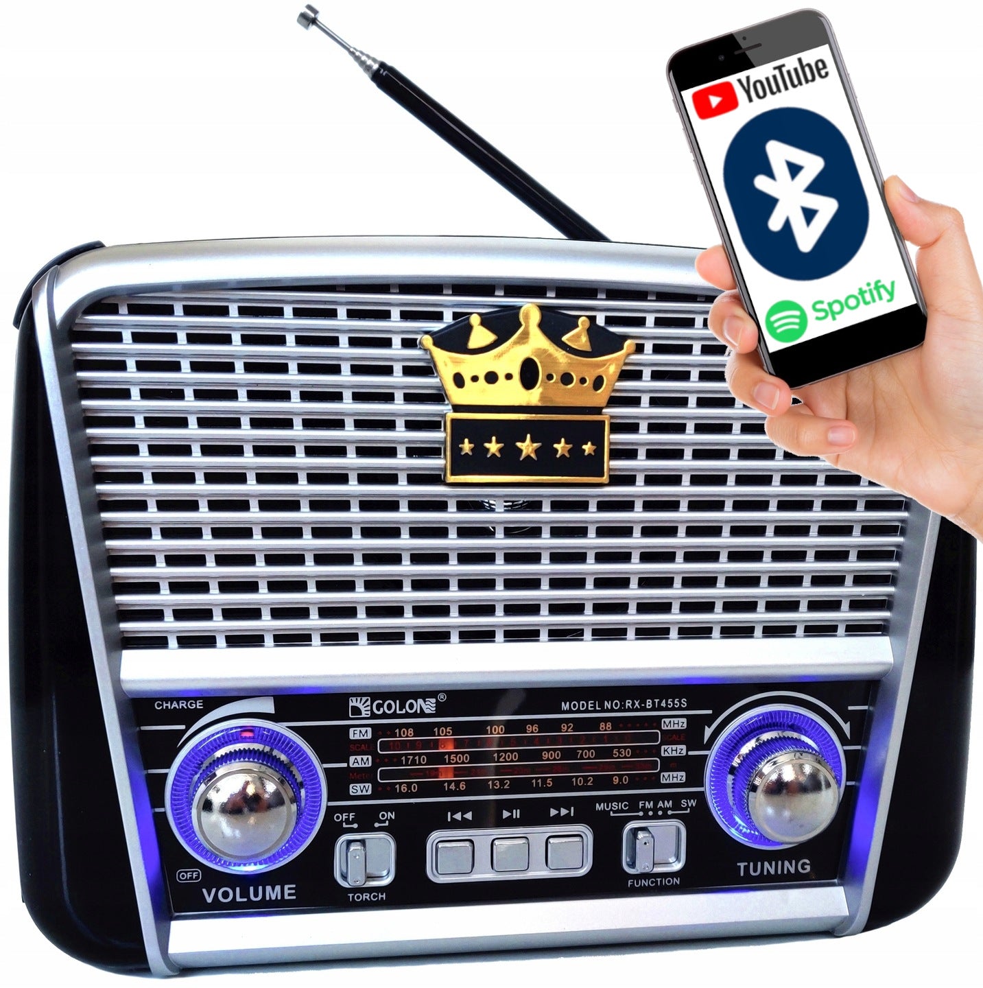 RETRO RADIO PORTABLE KITCHEN SOLAR BLUETOOTH USB BATTERY EAN (GTIN) 5904121960524