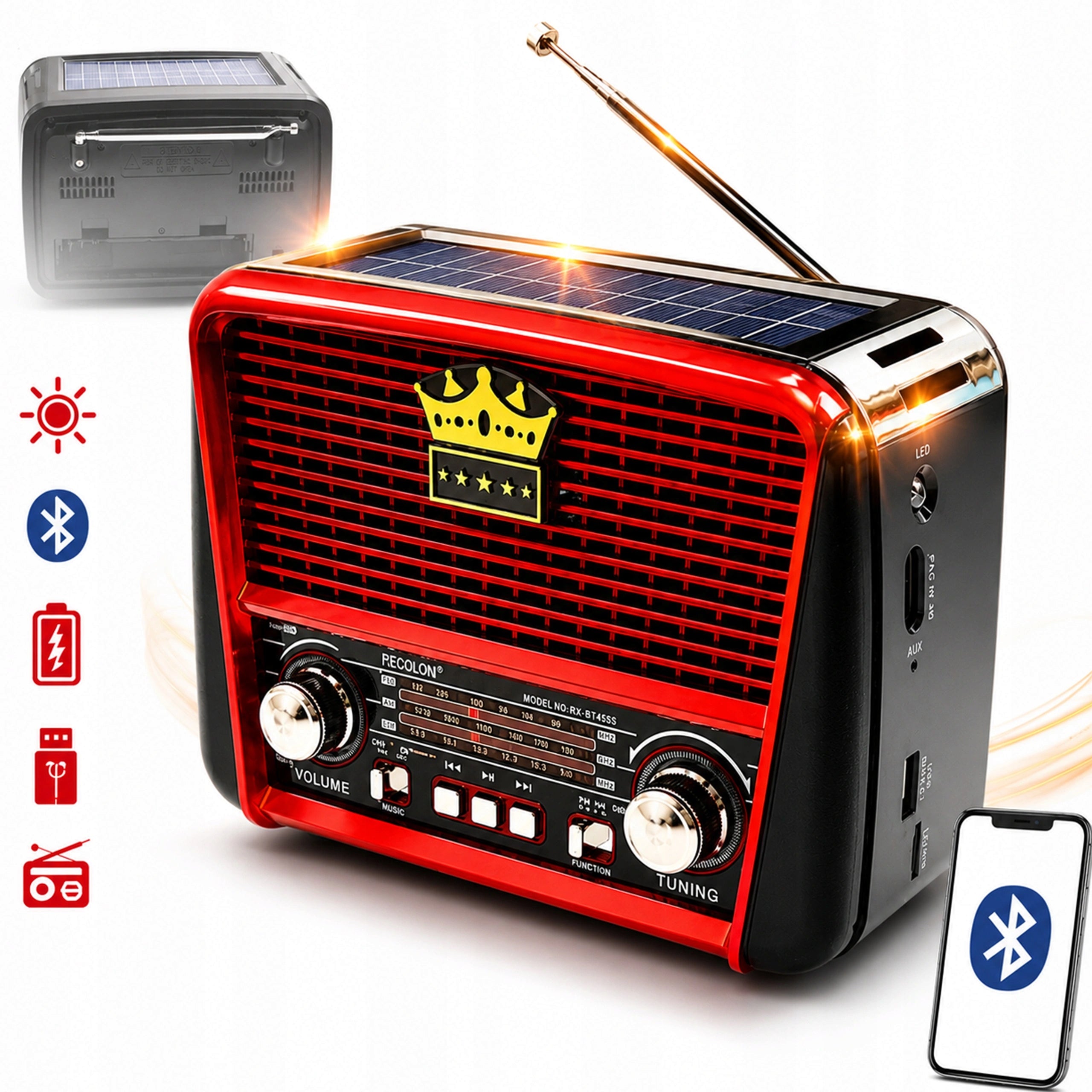 RETRO SOLAR RADIO WITH USB YOUR STYLISH AND FUNCTIONAL MUSIC CENTER