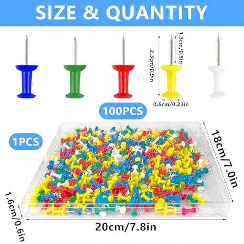 REUSABLE COLOURED PINS FOR CORK BOARD 600 PCS. Manufacturer code Bez marki