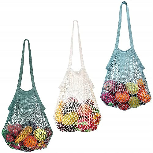 REUSABLE COTTON MESH SHOPPING BAGS FRUIT VEGETABLES 3 PACK Brand no brand