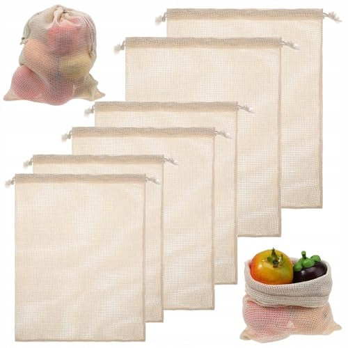 REUSABLE COTTON VEGETABLE BAGS 6 PCS SHOPPING SET Brand no brand