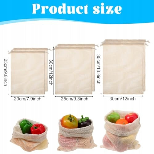 REUSABLE COTTON VEGETABLE BAGS 6 PCS SHOPPING SET Manufacturer code Bez marki