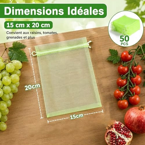 REUSABLE FRUIT BAGS ORGANZA GREEN 50 PCS 15X20 CM Manufacturer code Bez marki