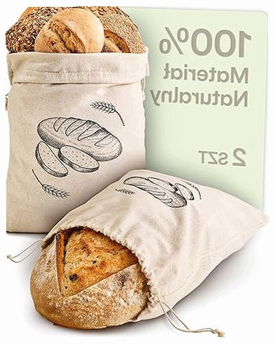 REUSABLE LINEN BREAD BAGS 30X40 CM SET OF 2 plastic