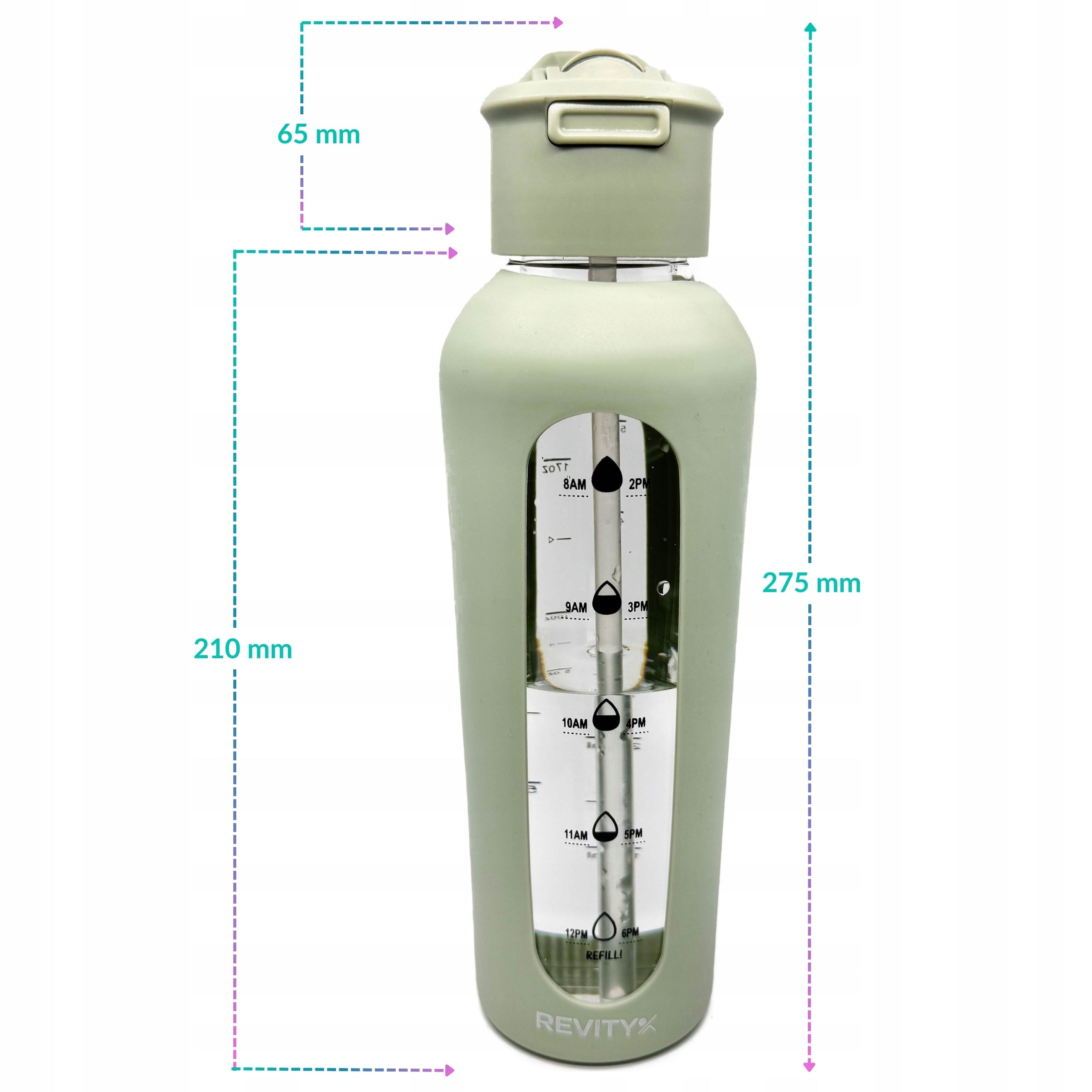 REUSABLE MOTIVATIONAL GLASS WATER BOTTLE DURABLE LEAKPROOF WITH STRAW Kind bottle