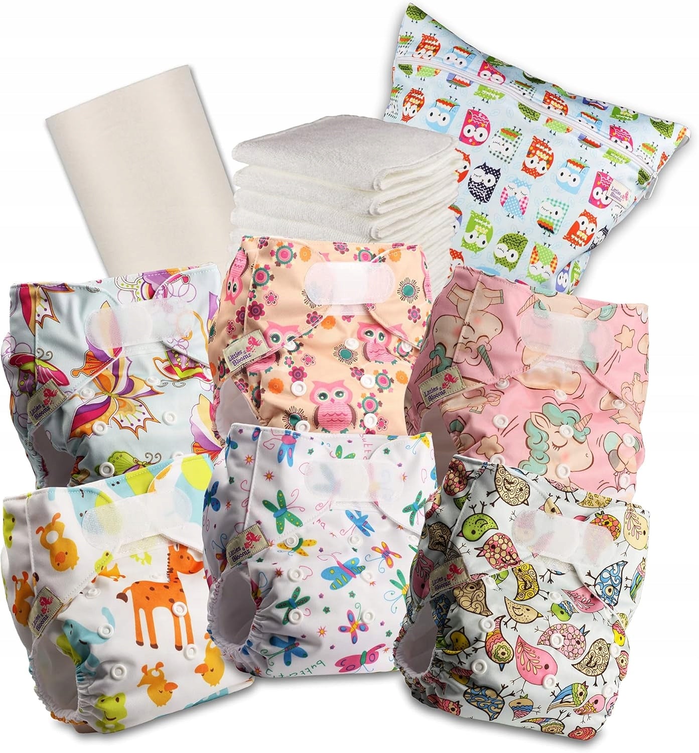REUSABLE POCKET DIAPERS 6PCS WITH CARTRIDGES