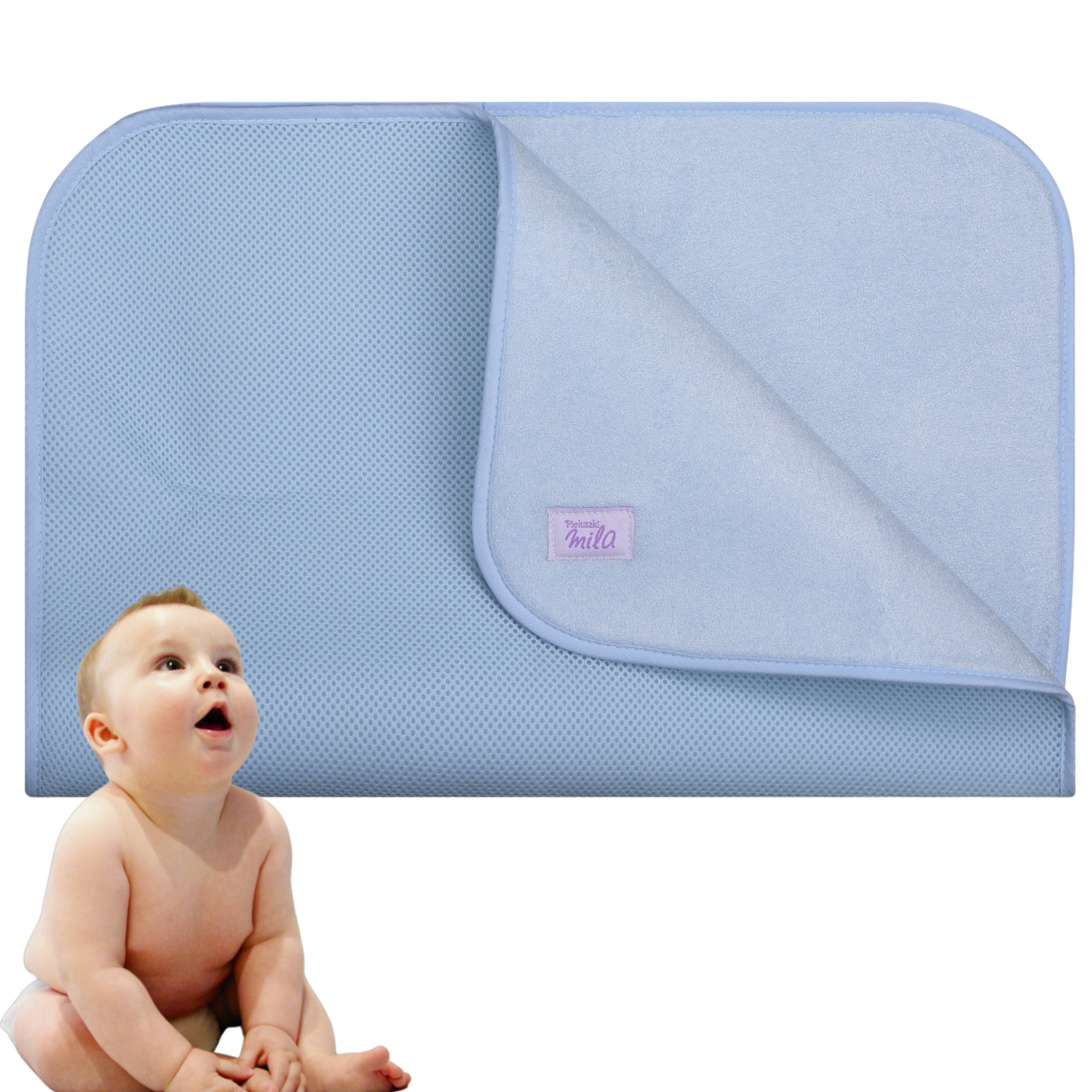 REUSABLE changing mat 50x70 soft backing for boy BLUE
