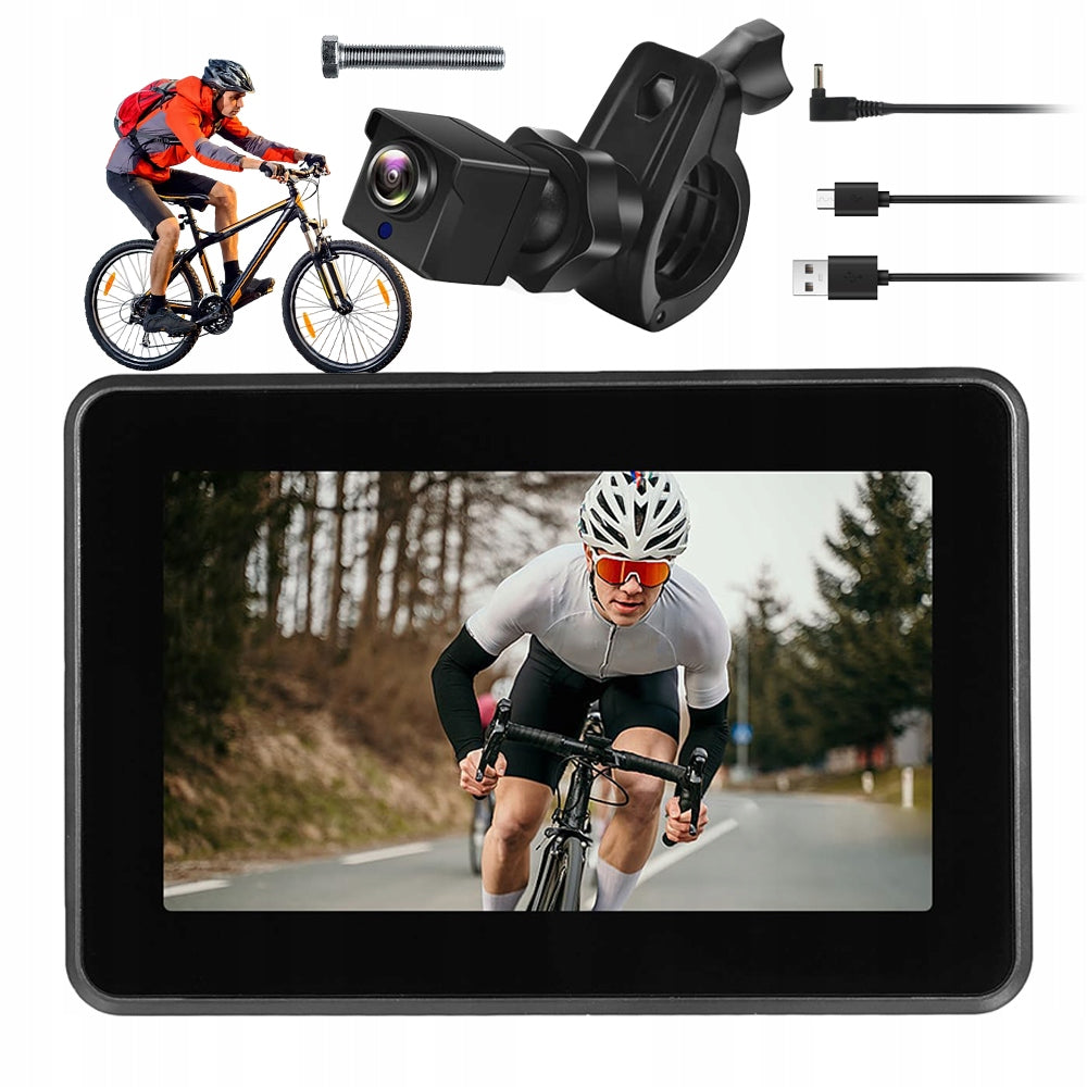 REVERSE BICYCLE CAMERA WITH LCD SCREEN 4.3" - NIGHT, 360° ROTATION INCLUSIVE