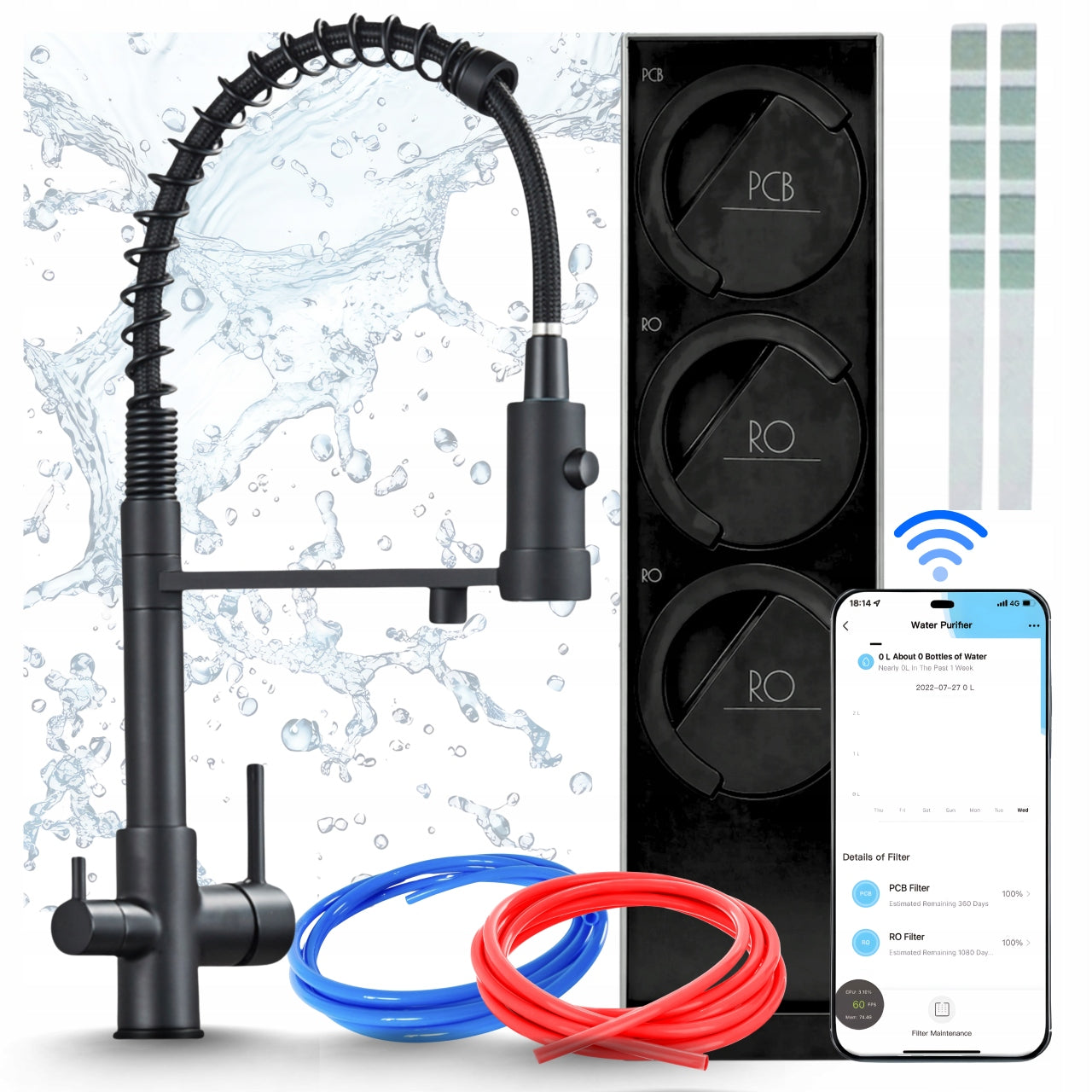 REVERSE OSMOSIS FILTER WITHOUT TANK MIDEA 800GPD SMART AND KITCHEN FAUCET