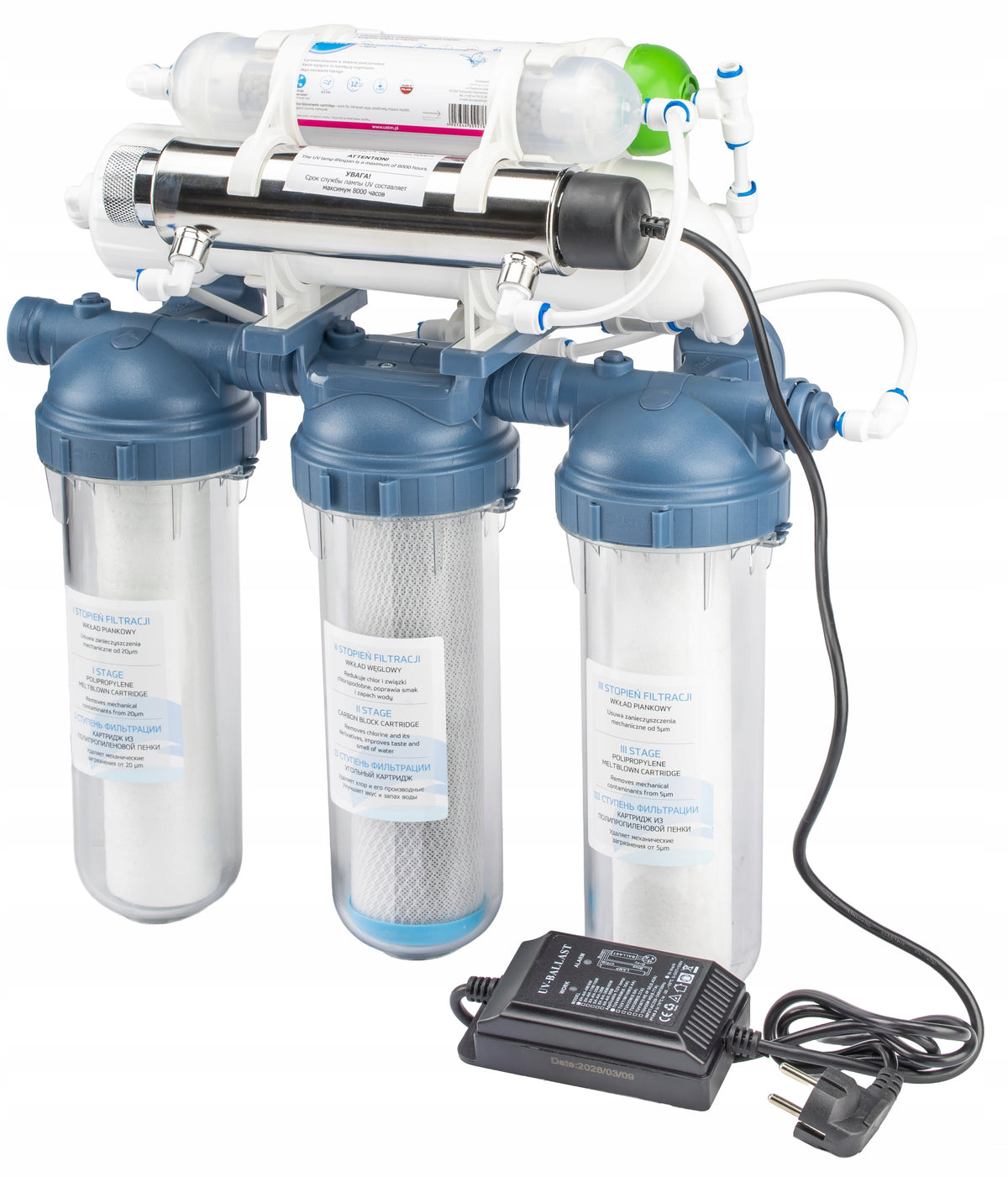 REVERSE OSMOSIS RO8-IZZY WITH UV LAMP DRINKING WATER FILTRATION SYSTEM FOR KITCHEN Packaging status original