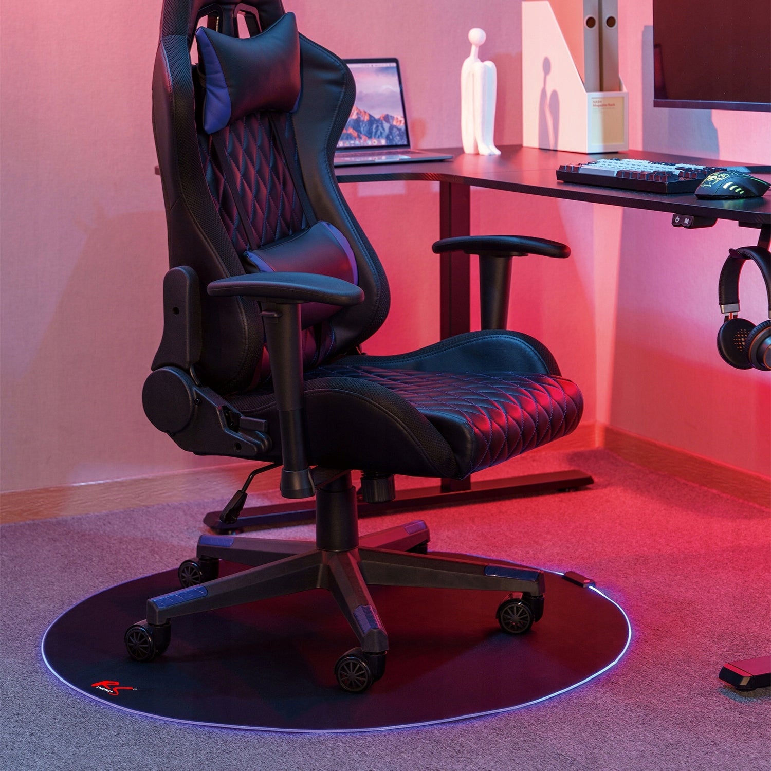 RGB Backlit Gaming Chair Protective Mat 100cm Round for Gamer Manufacturer code RS171