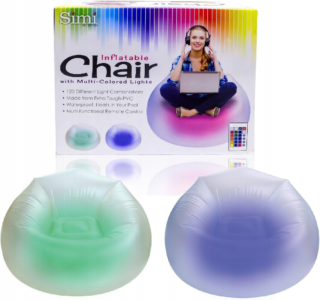 RGB LED inflatable chair glowing pouf remote control Packaging status original