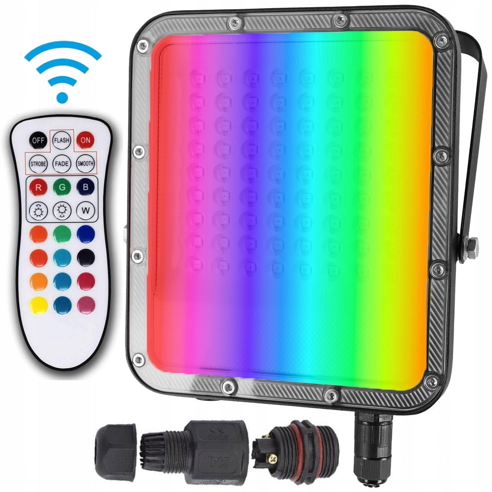 RGB Outdoor Floodlight + 6500k 50W LED IP65 + Remote Control