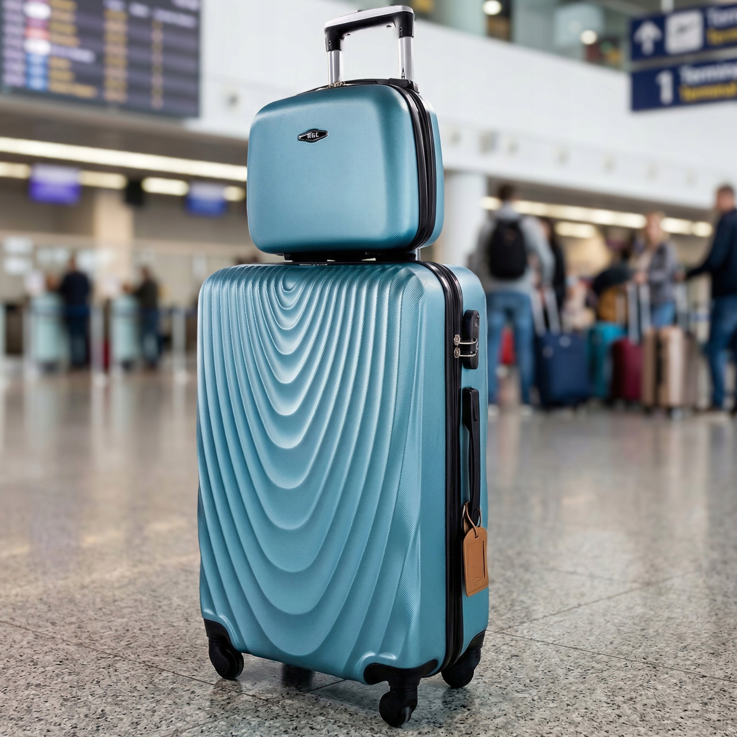 RGL Large Travel Suitcase XXL + Case Set 2in1 ABS 4 Wheels Manufacturer code 63 DUŻA WALIZKA PODRÓŻNA Z KUFERKIEM