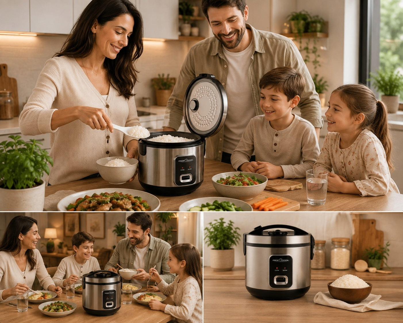 RICE BOILER 2in1 POT FOR COOKING RICE VEGETABLES PROFiCOOK 700W 1,8L Packaging status original