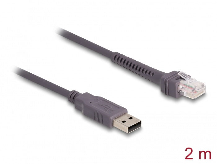 RJ50 10-pin code scanner cable–USB 2.0 Type-A 2 m Delock 90599