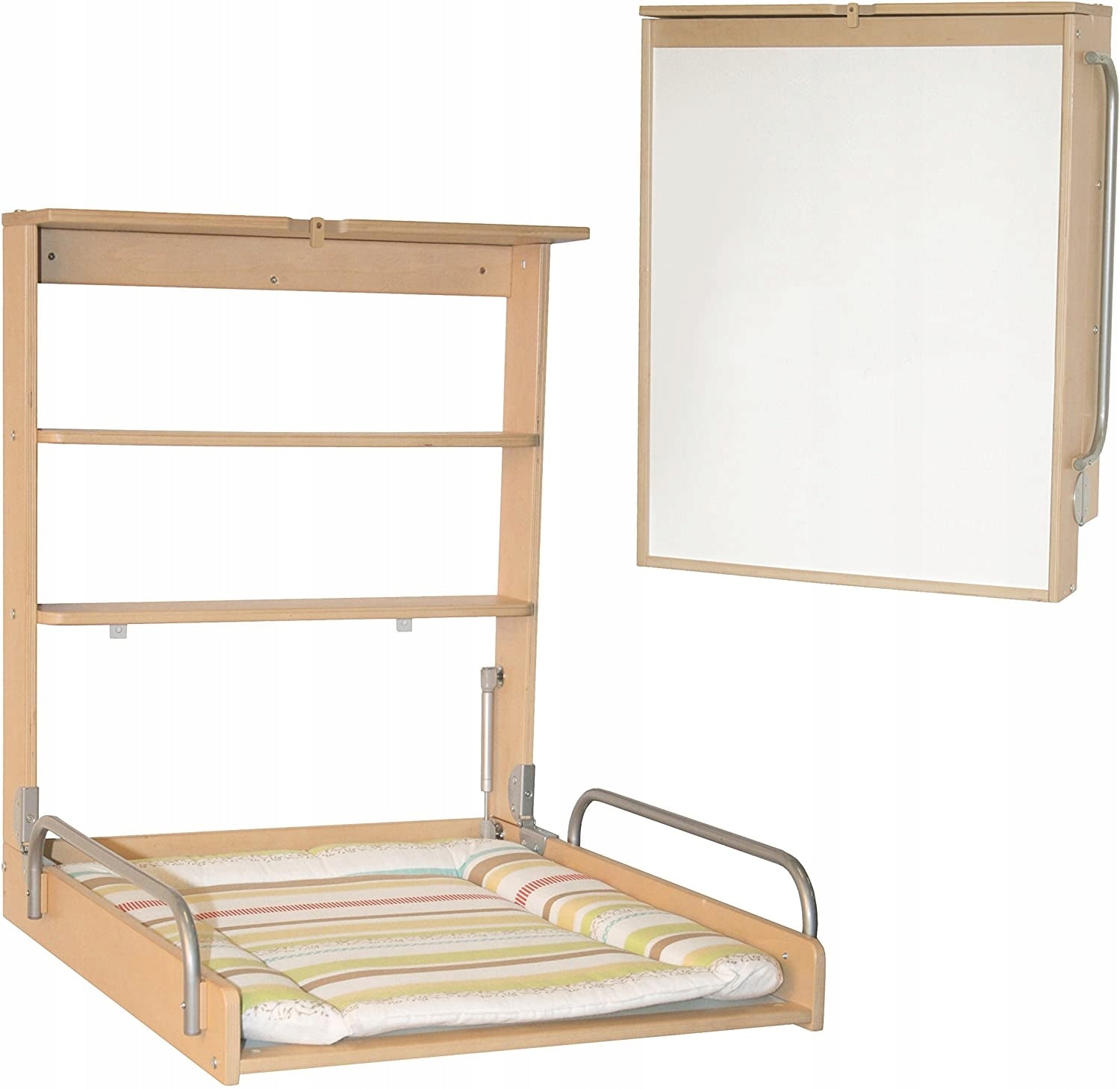 ROBA WALL-MOUNTED CHANGING TABLE WITH CHANGING MAT AND NATURAL-WHITE SHELVES Brand Roba