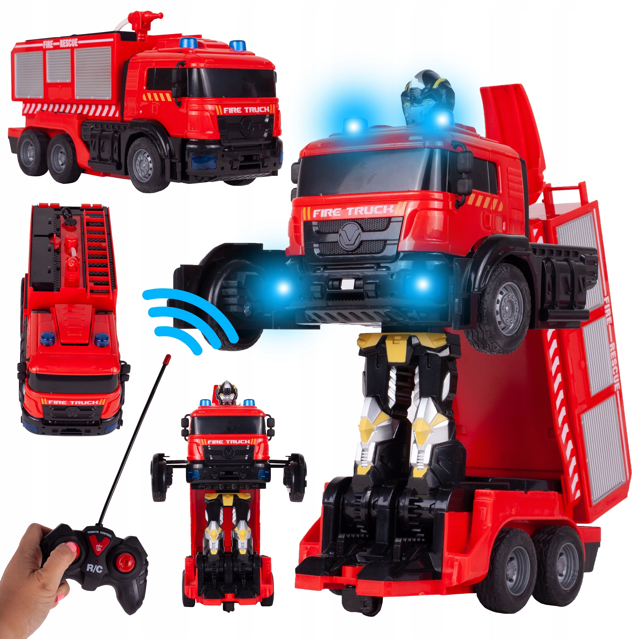 ROBOT AUTOBOT TRANSFORMING CAR FIRE BRIGADE TO REMOTE CONTROL
