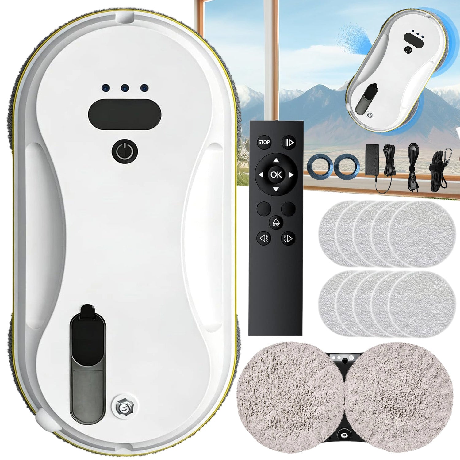 ROBOT AUTOMATIC INTELLIGENT WINDOW CLEANING KIT 90W 5600PA WITH REMOTE CONTROL