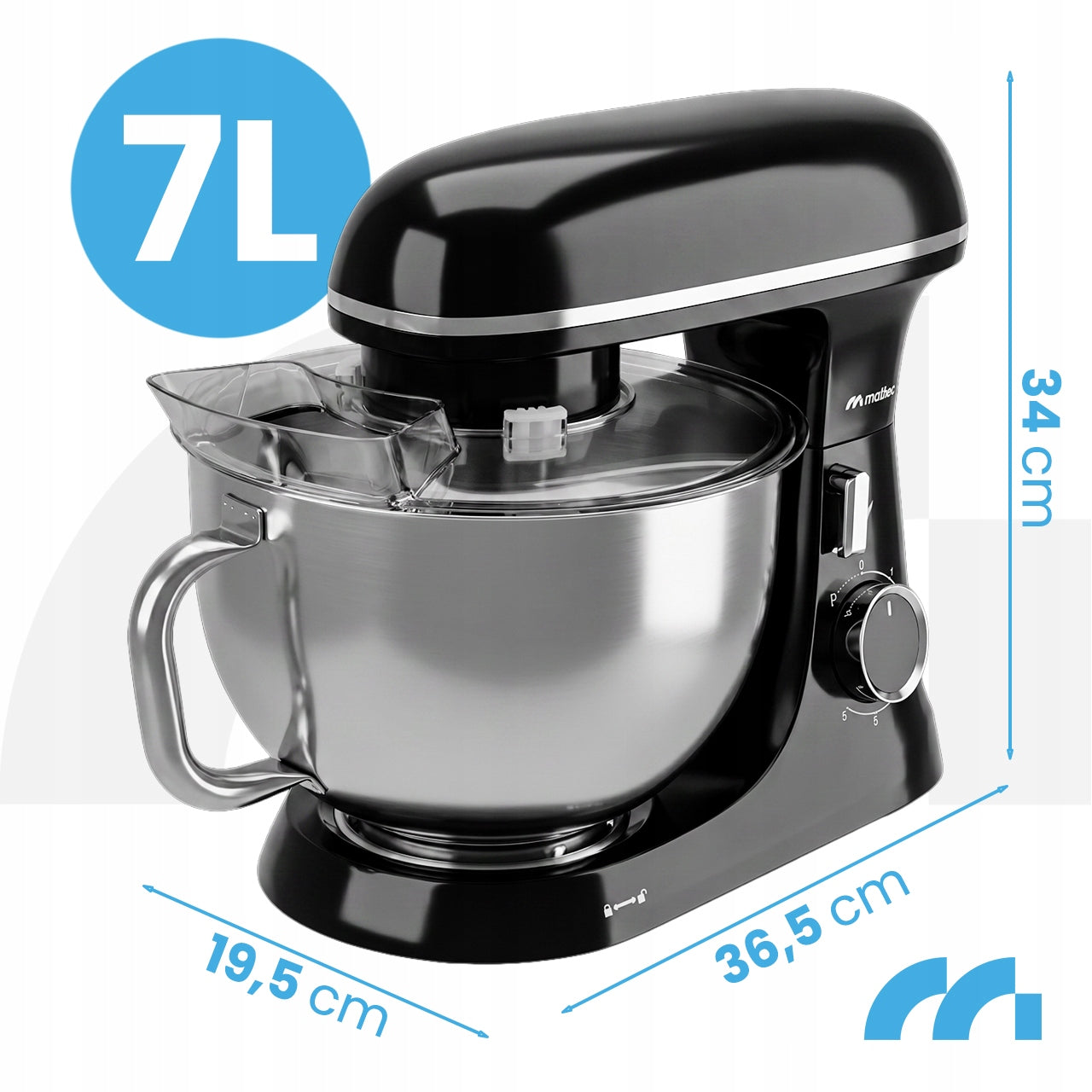ROBOT FOOD PROCESSOR PLANETARY MIXER BOWL 7L STRONG 3 STIRRERS WHISK HOOK Brand Maltec