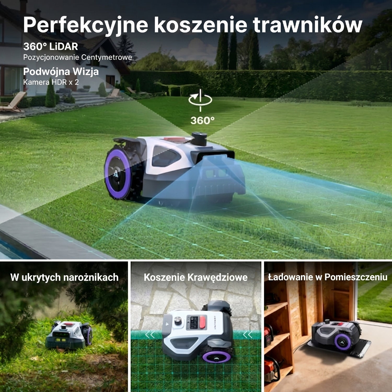 ROBOT MOWING ANTHBOT M5 LIDAR 500m2 WITHOUT CABLE WITHOUT ANTENNA AI FUNCTIONS Mowing performance 500 m²