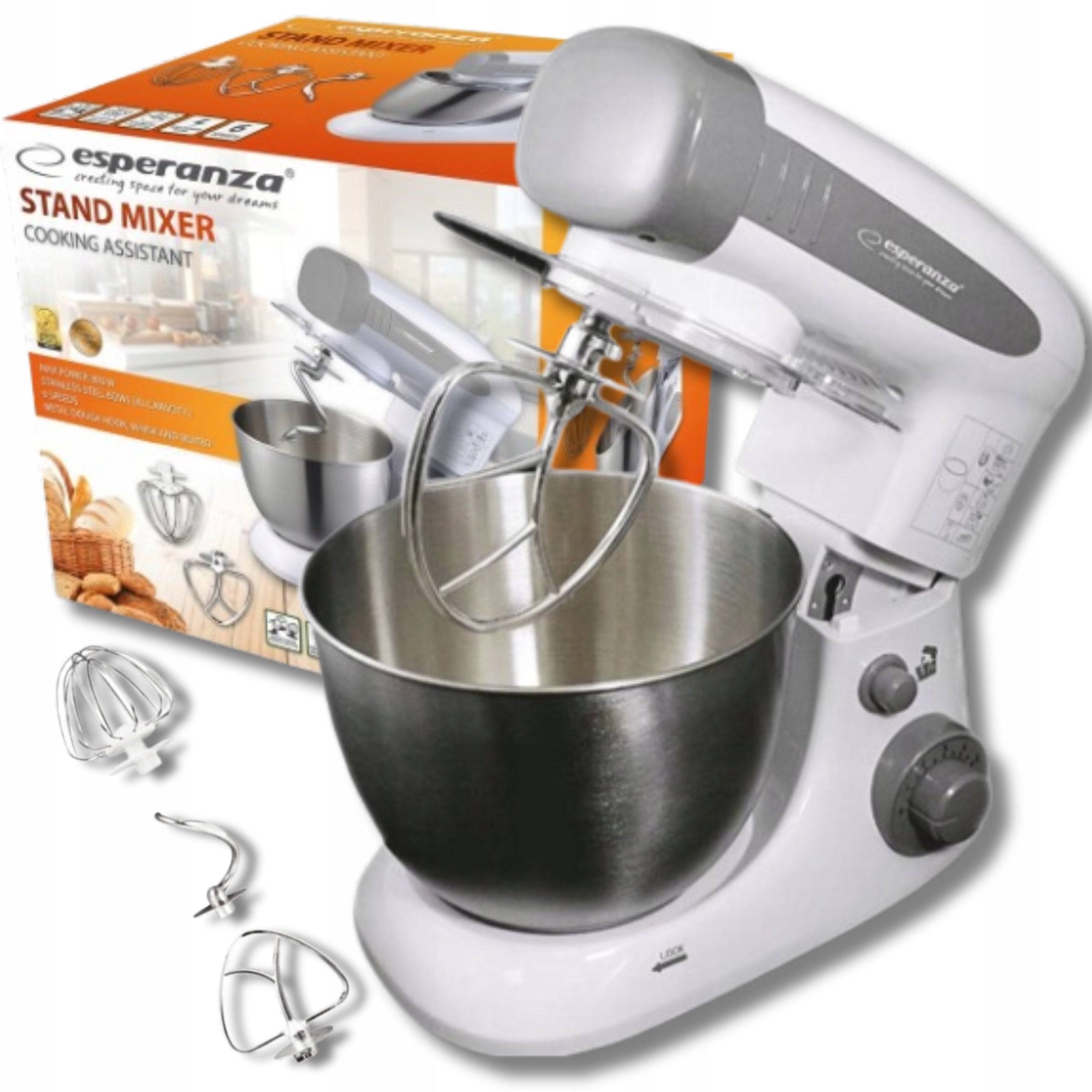ROBOT PLANETARY KITCHEN MIXER ESPERANZA BOWL 3 TIPS LARGE 800W