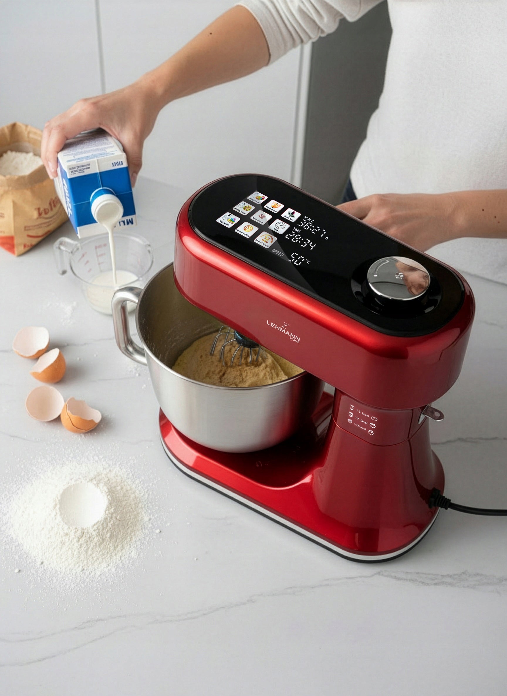 ROBOT PLANETARY KITCHEN MIXER WITH SCALE HEATED BOWL UP TO 45C LED PANEL Manufacturer code ROBOT PLANETARNY LEHMANN ARISTO CZERWONY