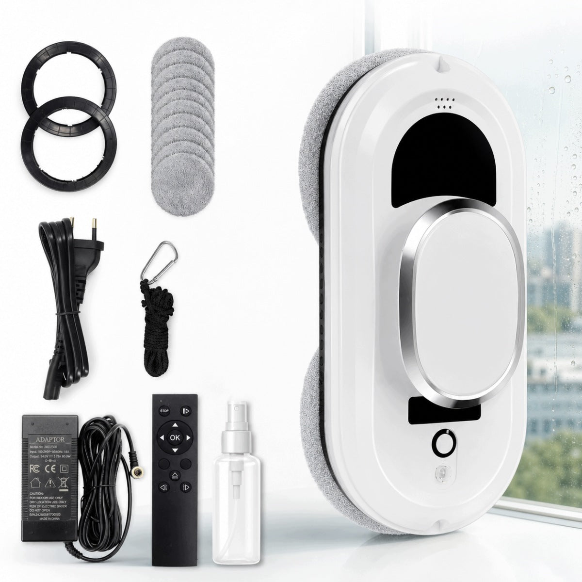 ROBOT WINDOW CLEANER AUTOMATIC FOR WINDOWS AND MIRRORS + 10 MOPS SET XXL