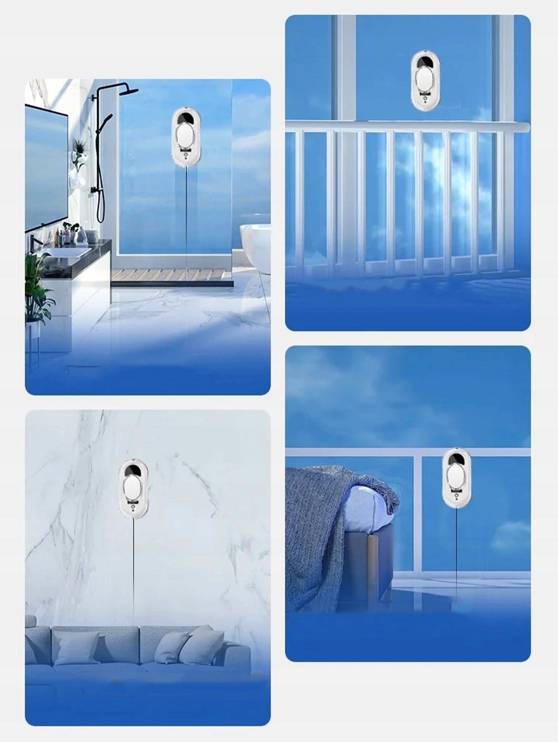 ROBOT WINDOW CLEANER MIRROR WASHER AUTOMATIC + 10 MOPS SET XXL Dominant color white
