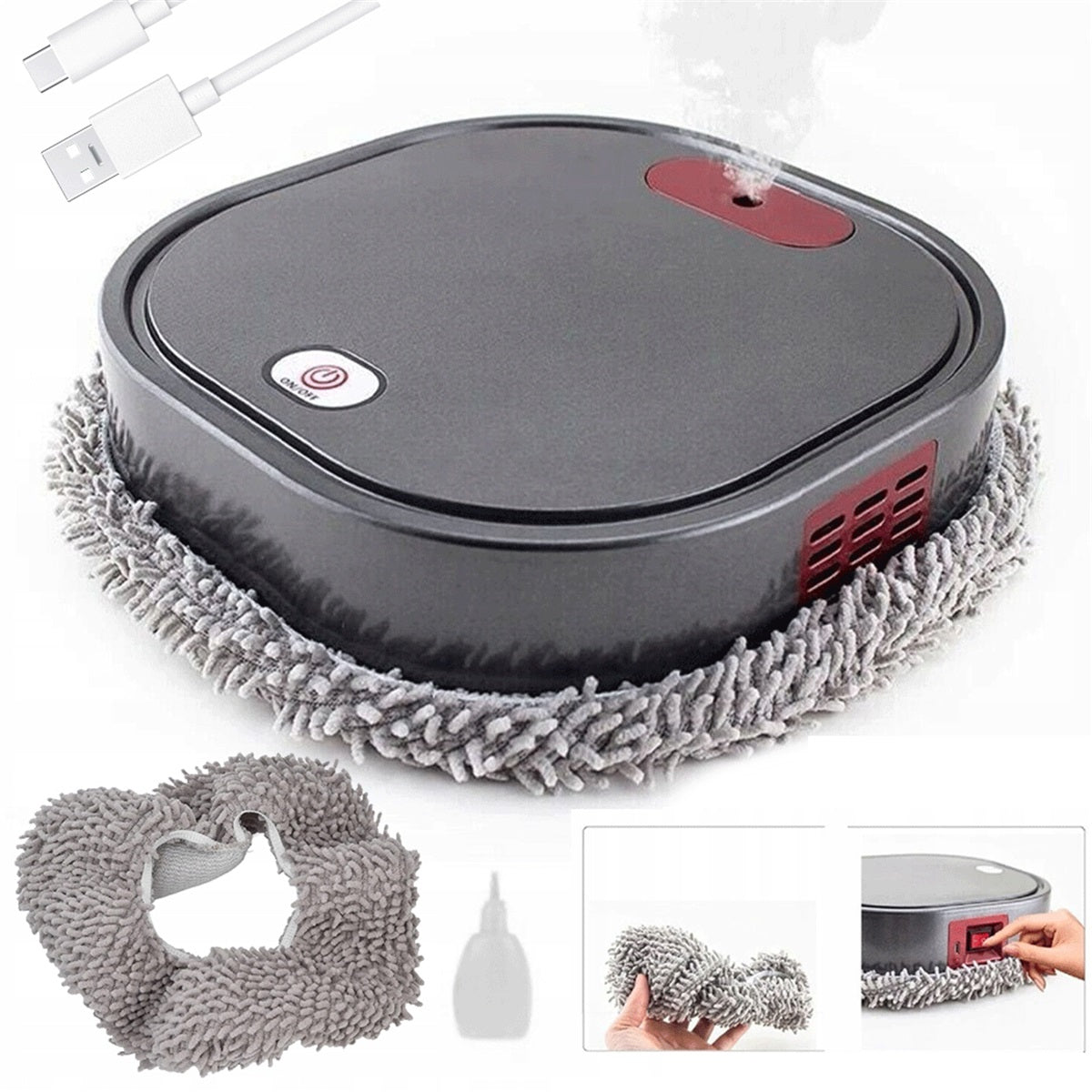 ROBOTIC VACUUM CLEANER 1500MAH MOP WITH FUNCTION FLOOR SPRAY GREY