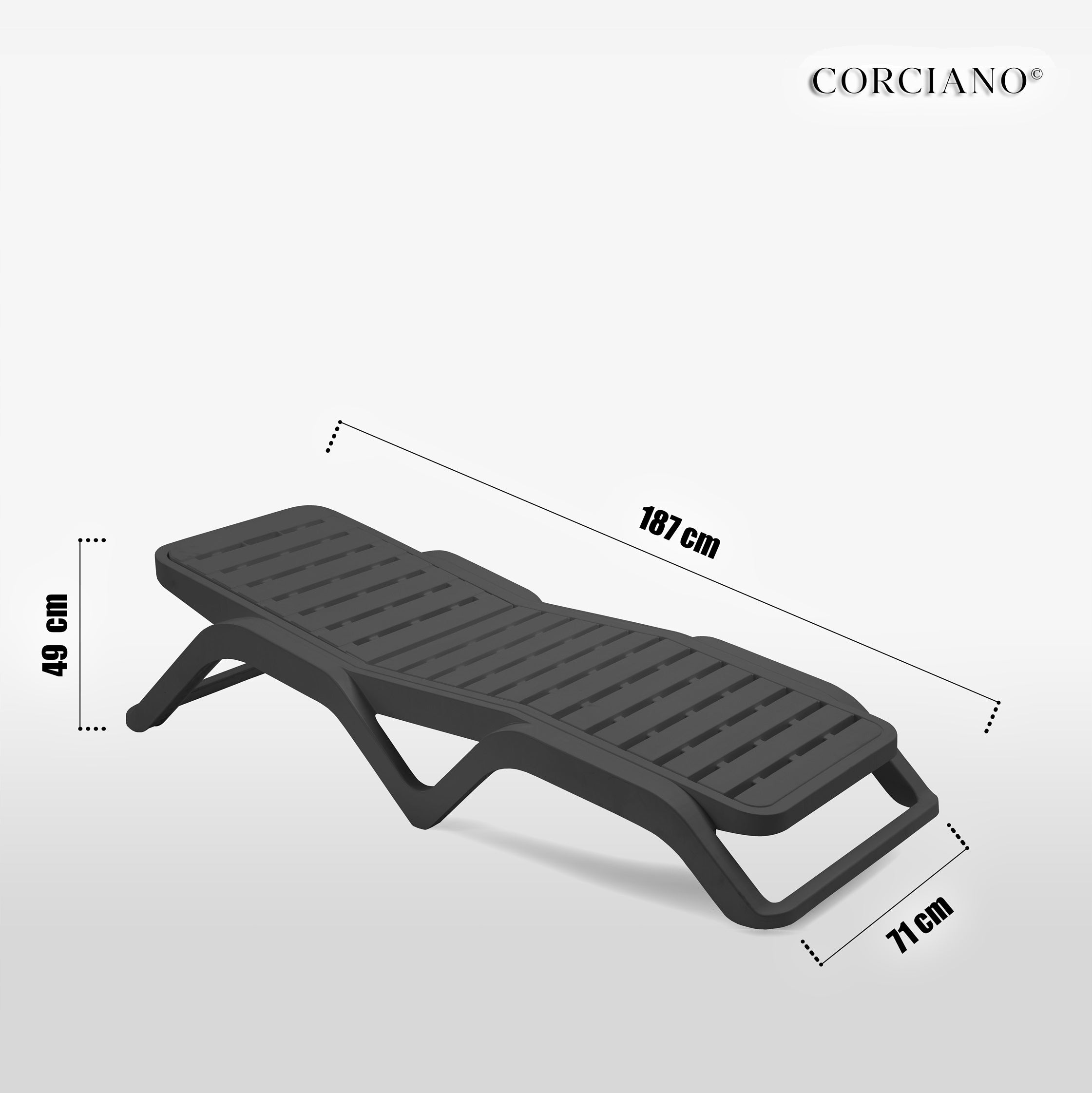 ROCCO GARDEN POOL LOUNGER ADJUSTABLE Anthracite Width (shorter side) 71 cm