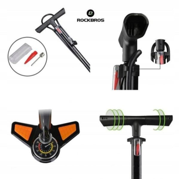 ROCKBROS LARGE MANUAL FLOOR BICYCLE PUMP GP6532B BLACK Weight 900 g