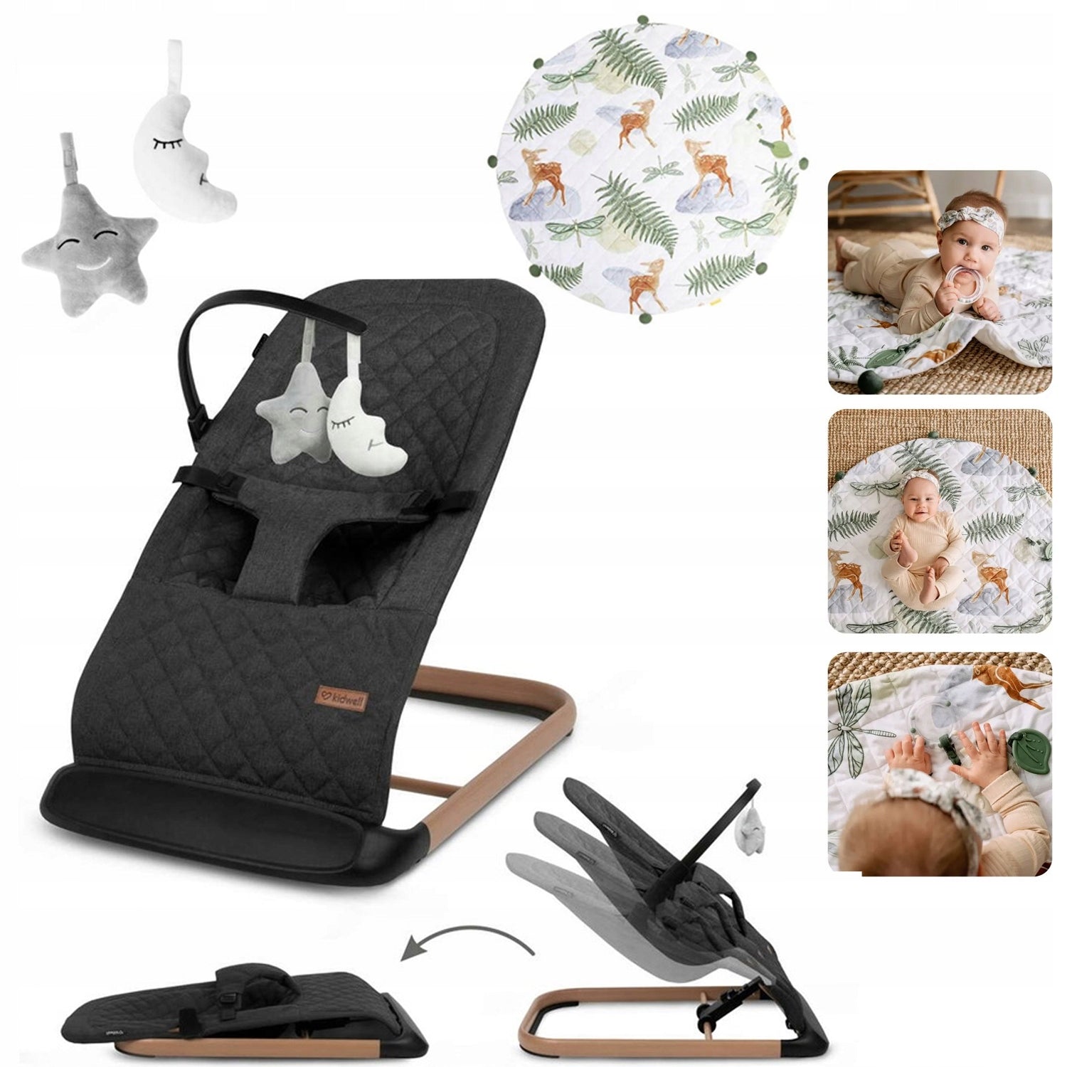 ROCKER LOUNGER KIDWELL LARO Black/Wooden + Educational mat