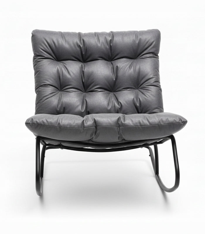 ROCKING CHAIR GREY SOFA GARDEN LOUNGER ROCKER COMFORTABLE FOR HOME ON TERRACE Color gray