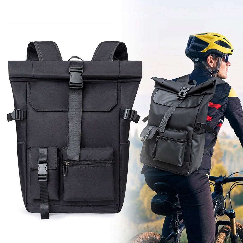 ROLL-TOP BACKPACK DAILY URBAN LIGHTWEIGHT FOR LAPTOP Backpack Black