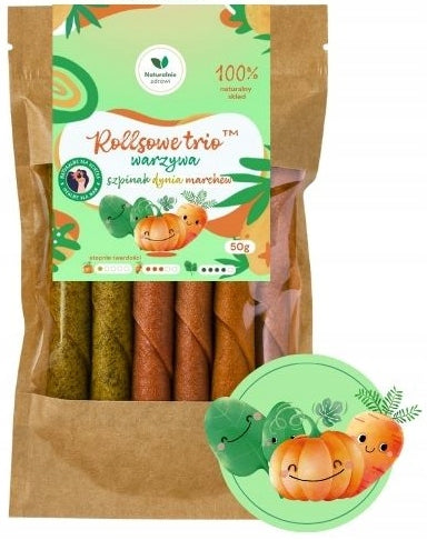 ROLLSY VEGETABLE SNACKS 3 FLAVORS SPINACH PUMPKIN CARROT 50g