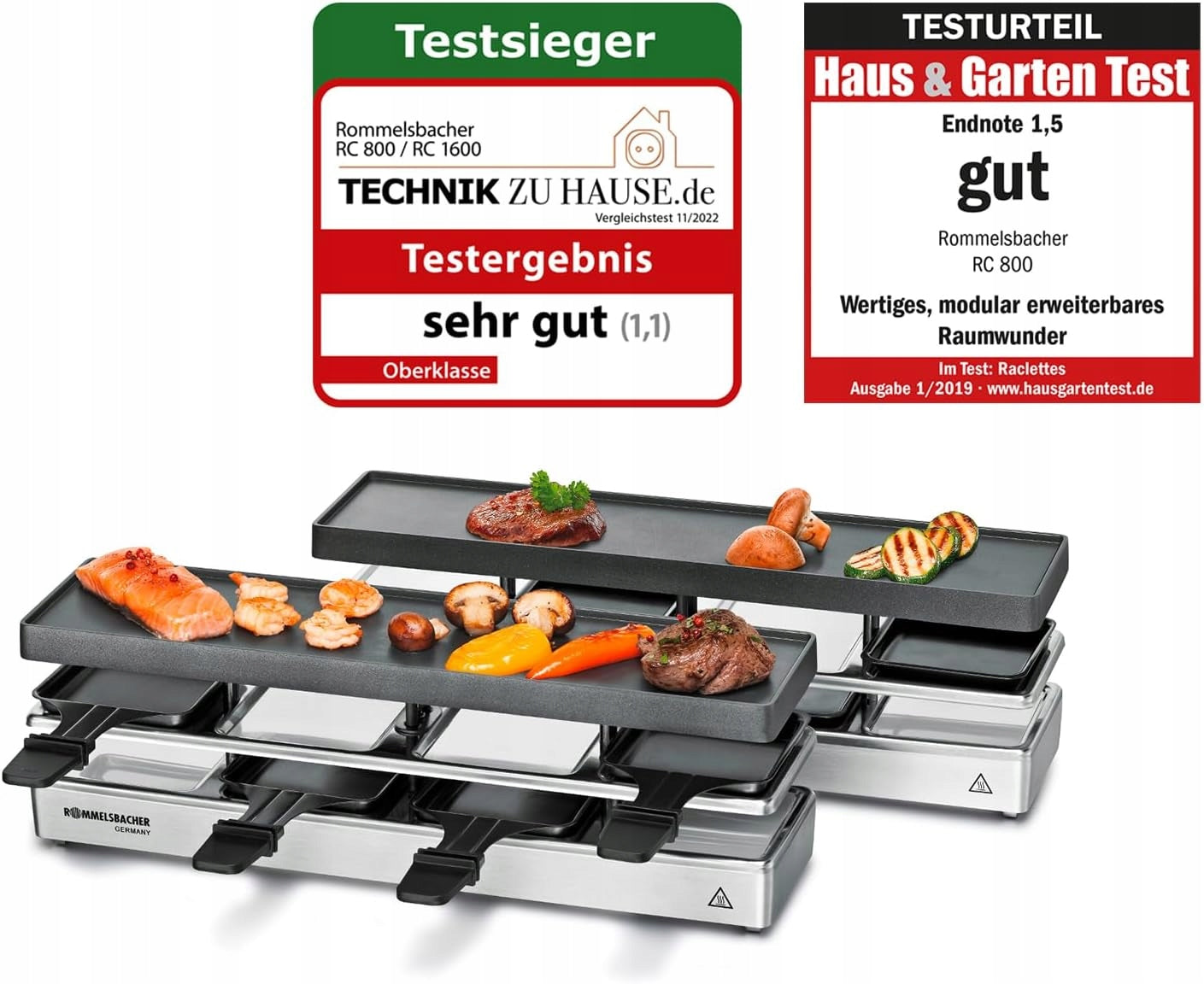 ROMMELSBACHER RC 1600 raclette table grill 4+4 1590 W Xylan Plus Brand Rommelsbacher