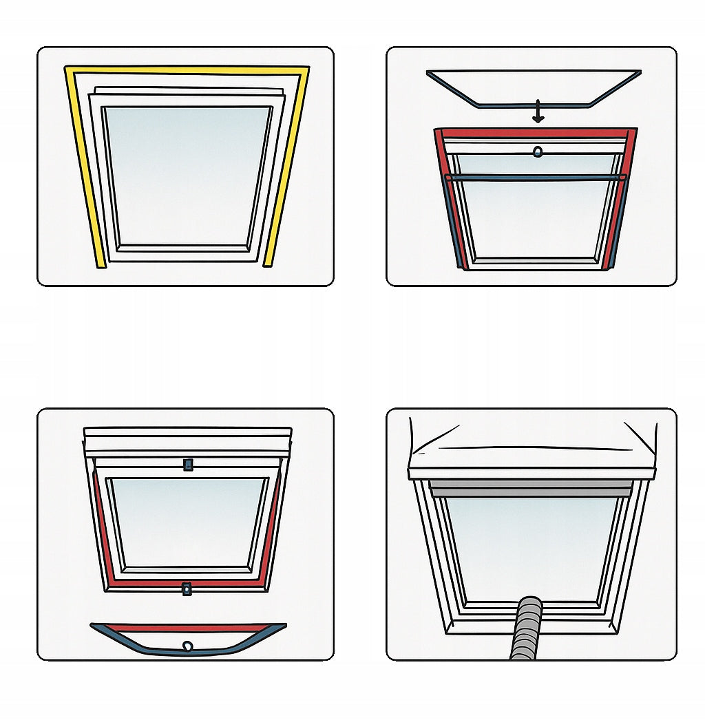 ROOF WINDOW SEAL FOR PORTABLE AIR CONDITIONERS QUICK INSTALLATION Manufacturer code USZCZELKA OKIENNA DACHOWA DO KLIMATYZATORÓW